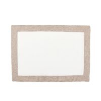 Classic White Linen Placemat with Grey Border
