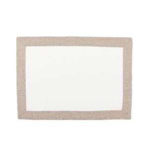 Classic White Linen Placemat with Grey Border