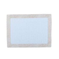 Classic Light Blue Linen Placemat with Light Blue Silver Paisley Border