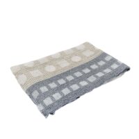 Half-linen Waffle Towel With Blue Squares