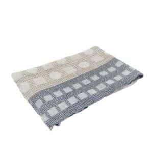 Half-linen Waffle Towel With Blue Squares