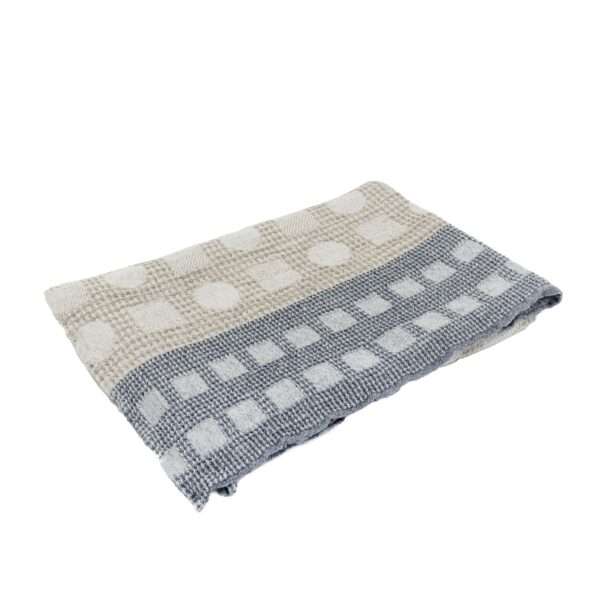 Half-linen Waffle Towel With Blue Squares Half-linen Waffle Towel With Blue Squares