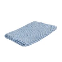 Half-linen Waffle Towel With Blue And White Squares