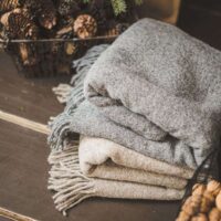 Grey Wool Throw with Fringes