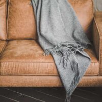 Grey Wool Throw with Fringes