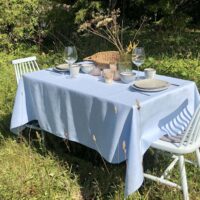 Light Blue Linen Tablecloth