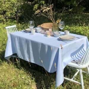 Light Blue Linen Tablecloth