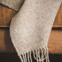 Beige Wool Throw with Fringes