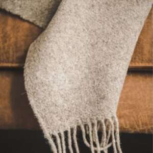 Beige Wool Throw with Fringes