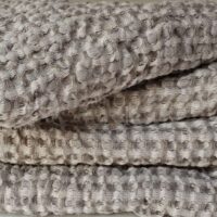 Half-linen Waffle Towel With Beige And White Squares