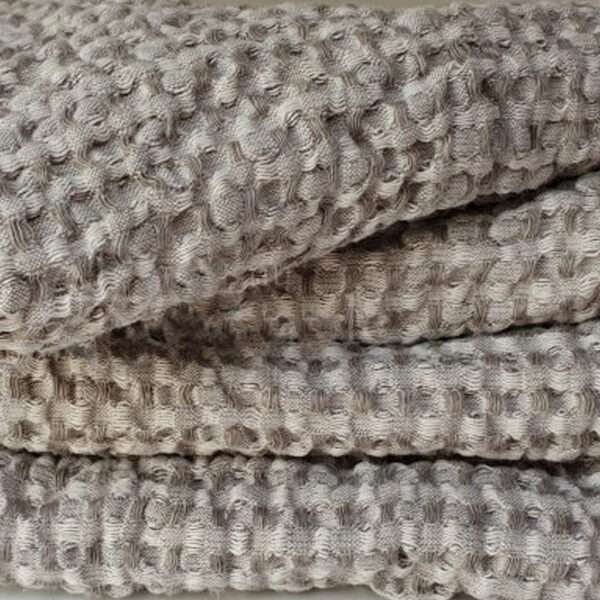 Half-linen Waffle Towel With Beige And White Squares Half-linen Waffle Towel With Beige And White Squares