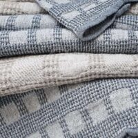 Half-linen Waffle Towel With Blue Squares