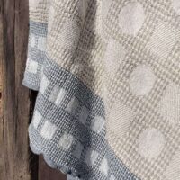Half-linen Waffle Towel With Blue Squares