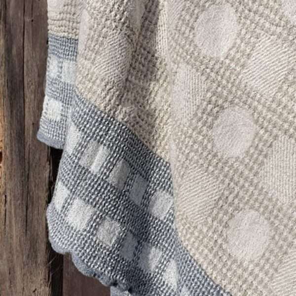 Half-linen Waffle Towel With Blue Squares Half-linen Waffle Towel With Blue Squares