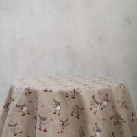 Christmas Moose Round Linen Tablecloth