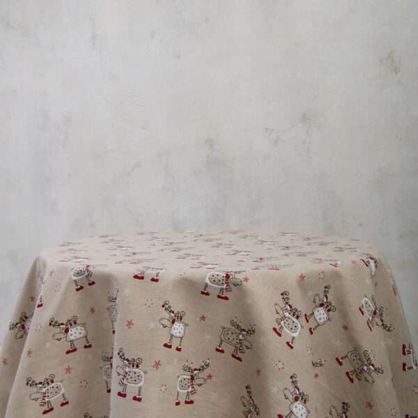 Christmas Moose Round Linen Tablecloth Christmas Moose Round Linen Tablecloth