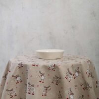 Christmas Moose Round Linen Tablecloth