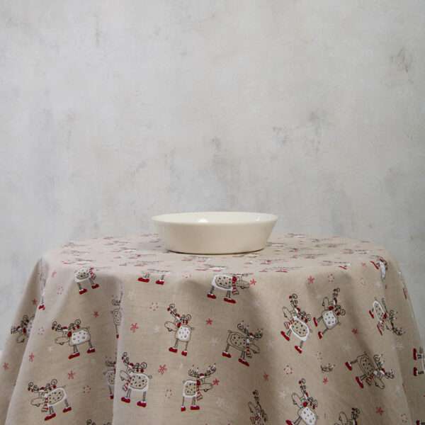 Christmas Moose Round Linen Tablecloth Christmas Moose Round Linen Tablecloth