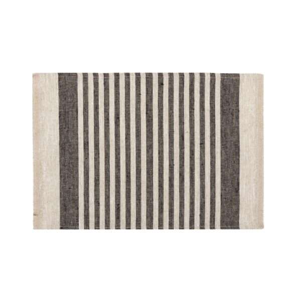 Black Thin Stripes Rustic Linen Placemat Black Thin Stripes Rustic Linen Placemat