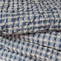 Half-linen Waffle Towel With Blue And White Squares