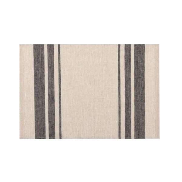 Three Black Stripes Rustic Linen Placemat Three Black Stripes Rustic Linen Placemat
