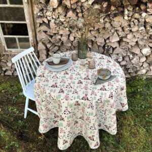Cows Round Linen Tablecloth