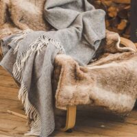 Wool Throw with Fringes "Terra Grey"