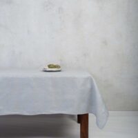 Grey Blue Paisley Linen Tablecloth