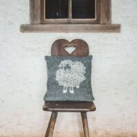 Curly Grey Sheep Wool Cushion Cover