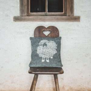Curly Grey Sheep Wool Cushion Cover