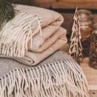 Wool Throw with Fringes "Terra Beige"