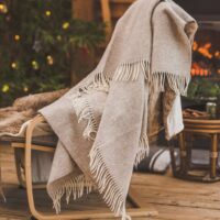 Wool Throw with Fringes "Terra Beige"