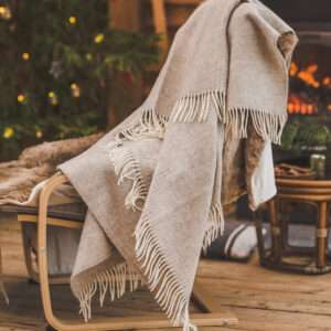 Wool Throw with Fringes "Terra Beige"