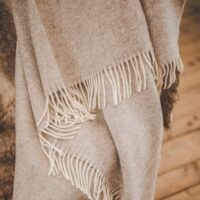 Wool Throw with Fringes "Terra Beige"