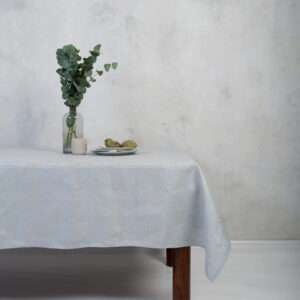 Grey Blue Paisley Linen Tablecloth