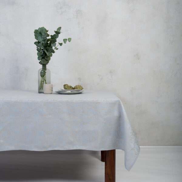 Grey Blue Paisley Linen Tablecloth Grey Blue Paisley Linen Tablecloth