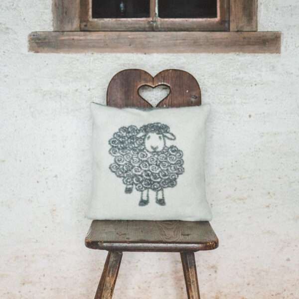 Curly Grey Sheep Wool Cushion Cover