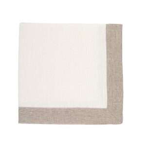 Classic White Linen Napkin with Grey Border