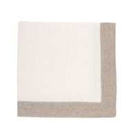 Classic White Linen Napkin with Grey Border