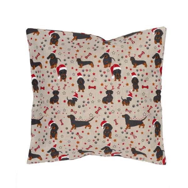 Christmas Dachshund Linen Cushion