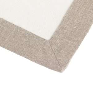 Classic White Linen Napkin with Grey Border