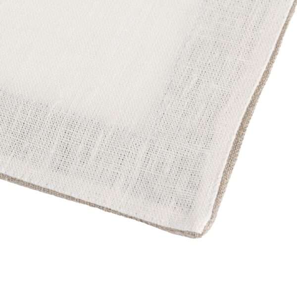 Classic White Linen Napkin with Grey Border Classic White Linen Napkin with Grey Border