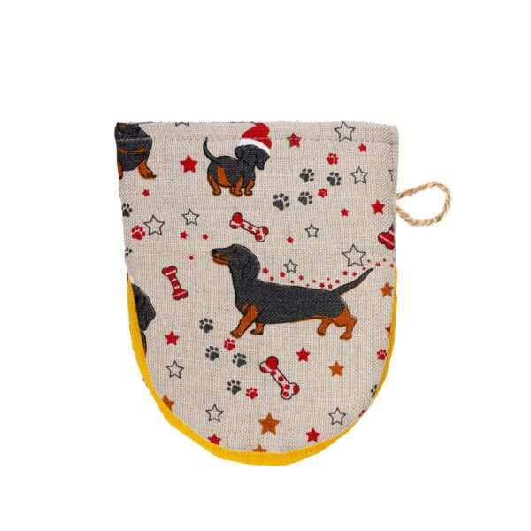 Christmas Dachshund Linen Mitten Christmas Dachshund Linen Mitten